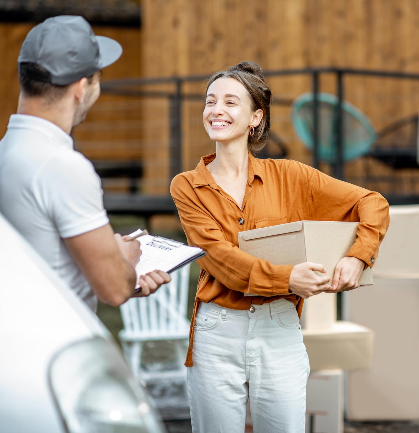 Happy client smiling after a successful move with Bronx movers